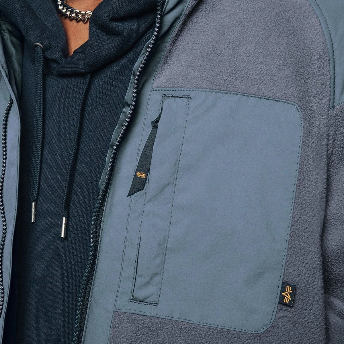 Alpha Industries Mixed Media Fleece Full-Zip Hoodie - Men's 5 Alpha Industries Mixed Media Fleece Full-Zip Hoodie - Men's - Image 3